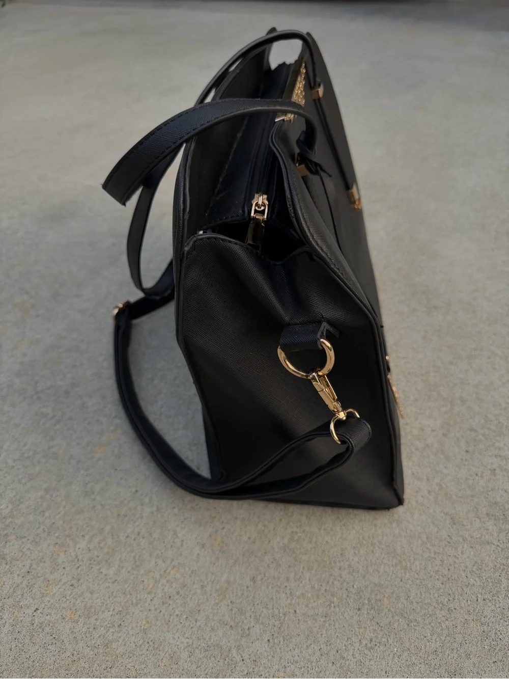 Black Laptop Work Tote Bag | Fits 15” Laptop | Crossbody & Shoulder Bag